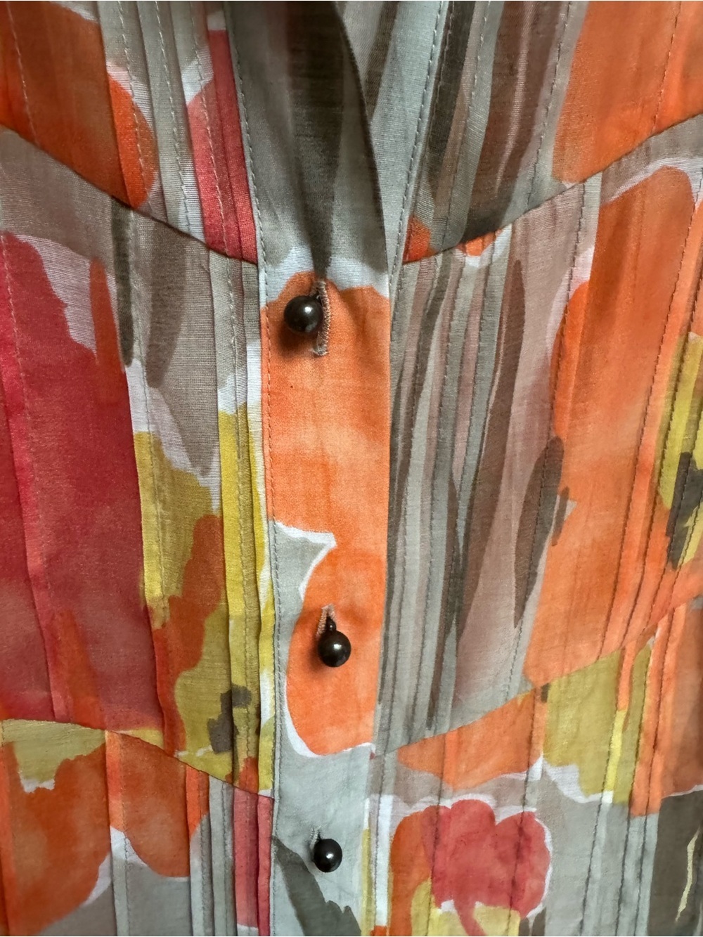 NIC+ZOE Orange and Tan Floral Button-Front Shirt - Picture 3 of 7